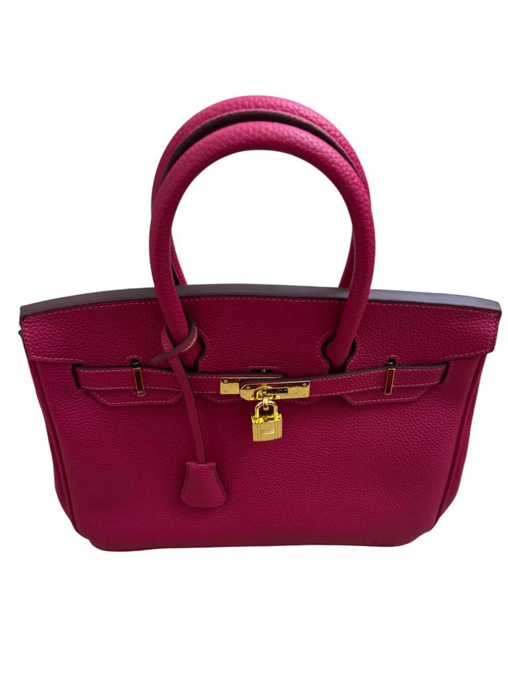 Hot Pink Turn Lock Leather Bag